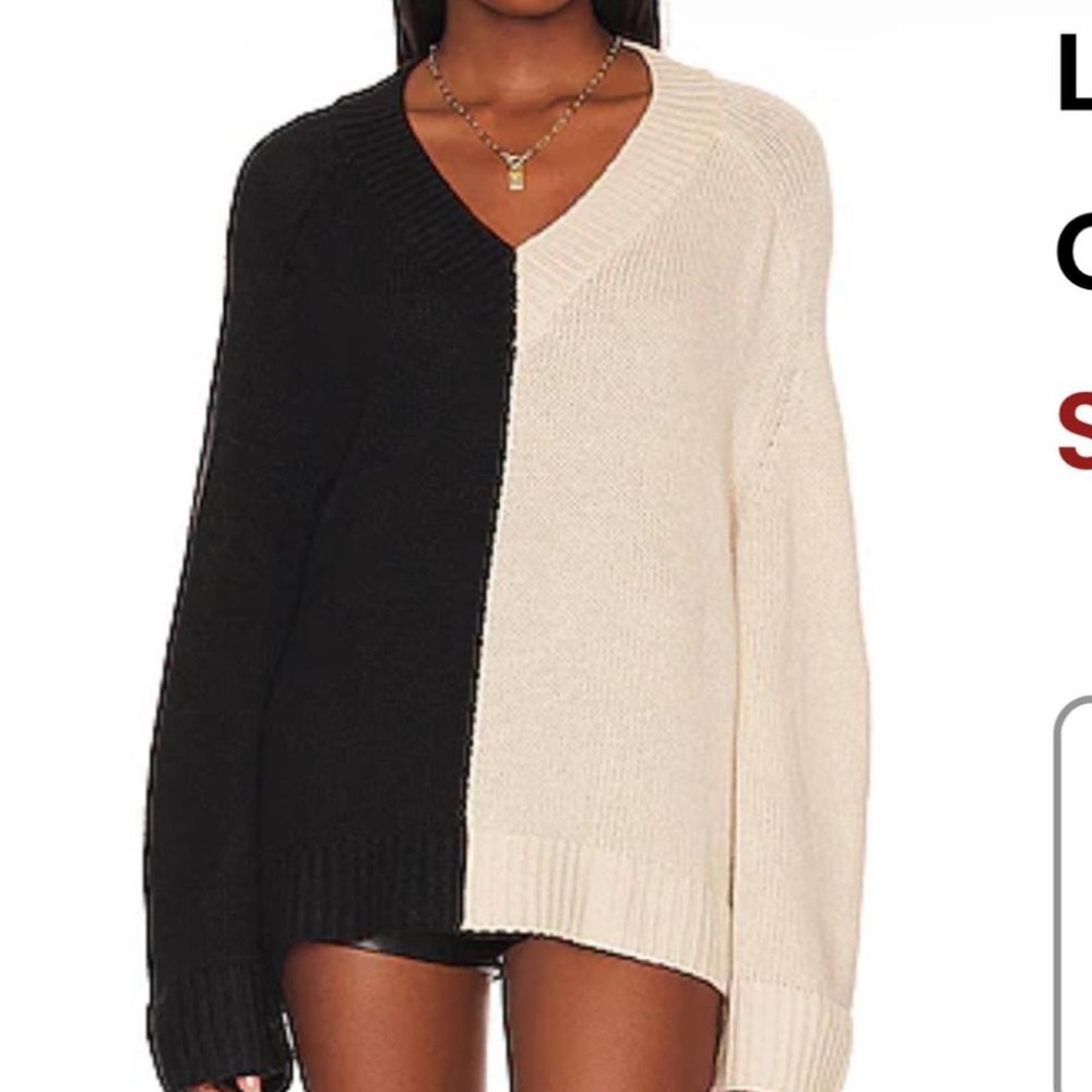 Revolve Lovers and Friends color block Cream and black sweater